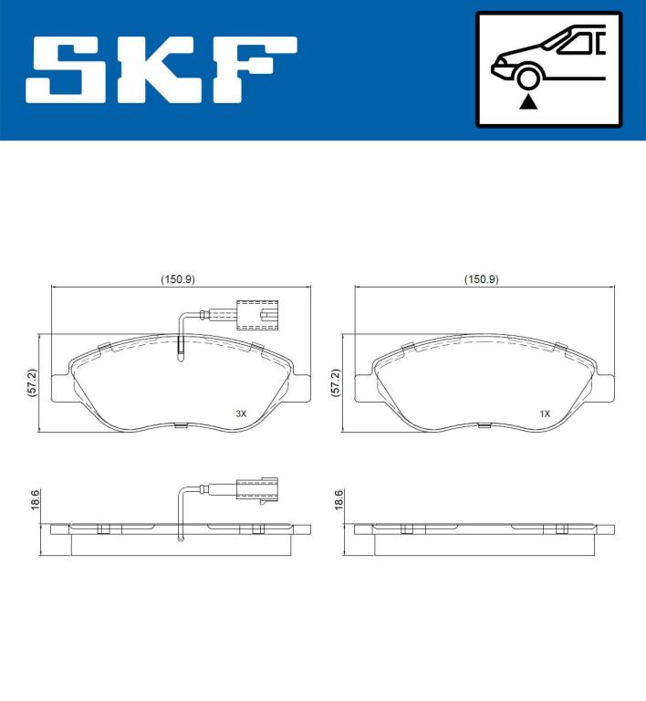 Jeu de 4 plaquettes de frein SKF ref. VKBP 80752 E